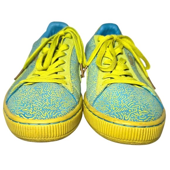 Puma x Solange Suede Classic Lines Yellow Sulphur Spring Blue Low Top Sneakers 9 - Picture 3 of 9